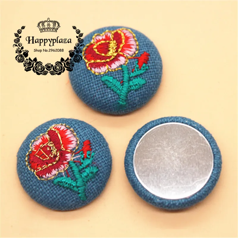 10 шт. 23 мм Цветочная вышивка покрытая тканью круглая с плоской спинкой для