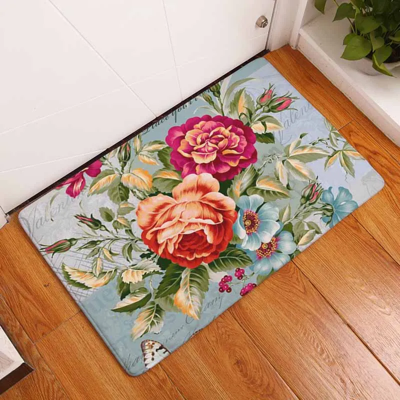 Comwarm Противоскользящий коврик для двери Добро пожаловать винтажные бабочки