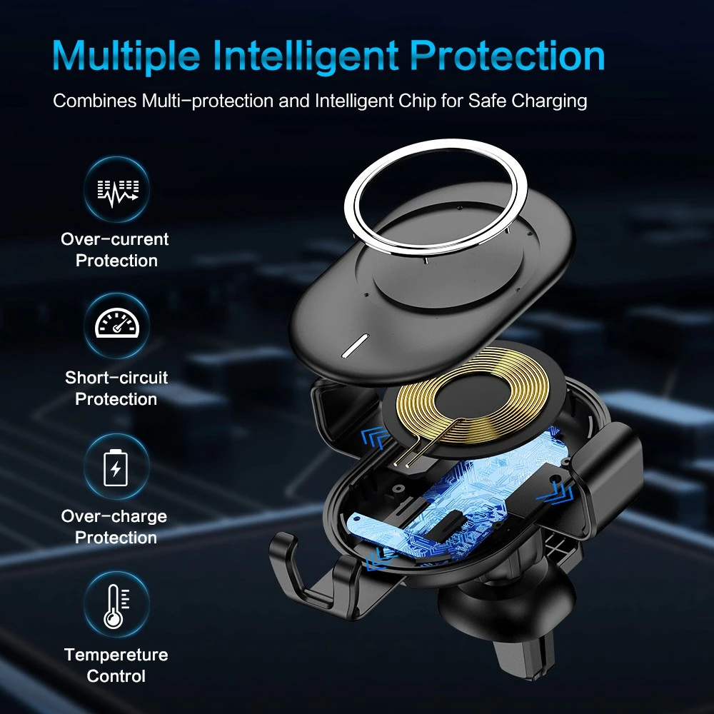 DCAE 10 Вт QI Беспроводное Автомобильное зарядное устройство для iPhone XS XR X 8 Gravity Air Vent QC