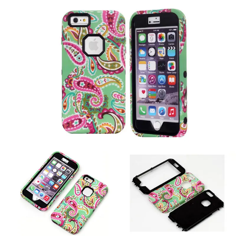 cashew flower water/dirt/shockproof mobile phone Hybrid Hard Plastic case for iphone6 5.5inches Pc + silicon phone-case/ shell |