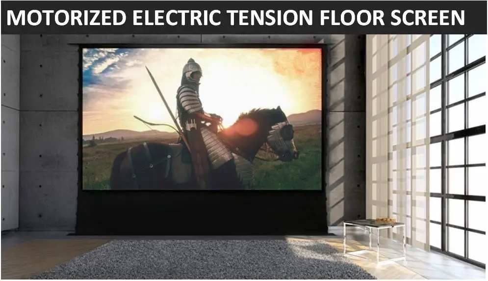 T6HCW, 16:9 HDTV моторизованный Электрический пол поднимающийся передний проекционный экран моторизованный напольный стенд экраны с кинотеатром белый
