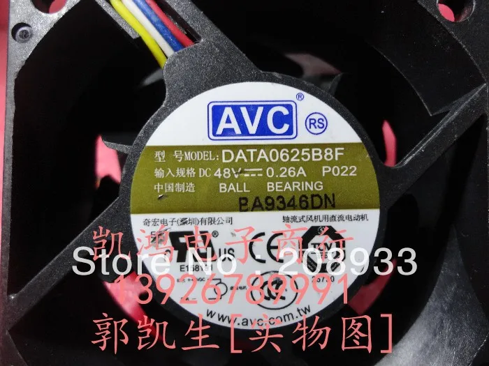 Для AVC DATA0625B8F 6 см 6025 48 В 0.26A четырехпроводный двойной шарикоподшипник ++