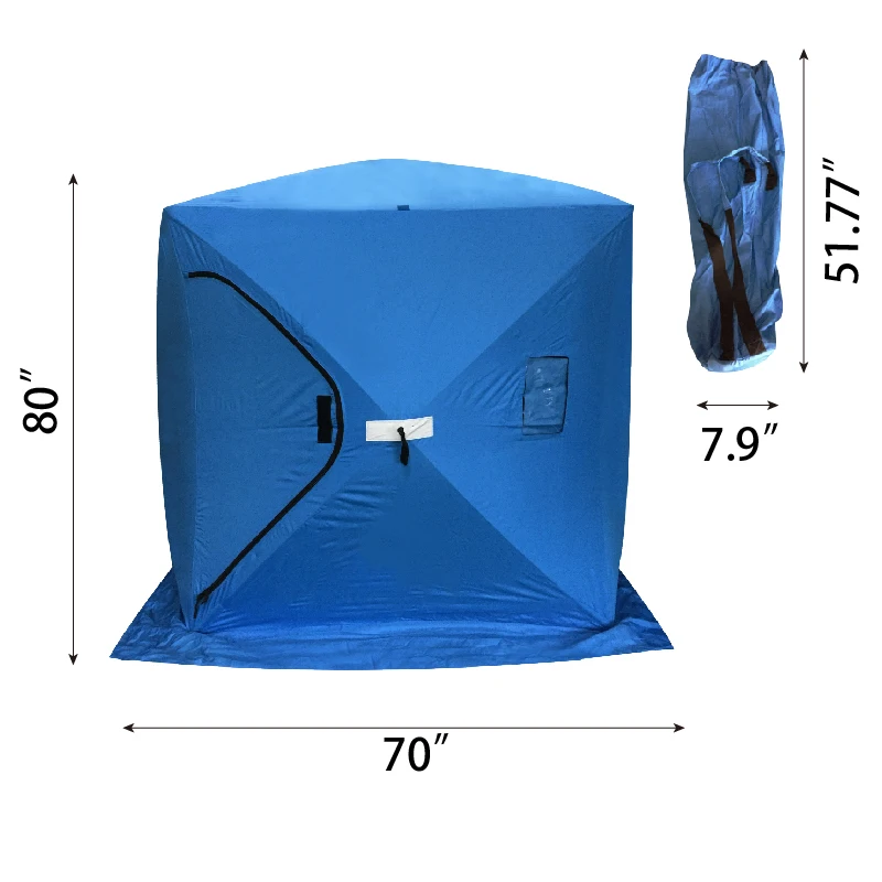Outdoors Portable 3 Person Ice Fishing Tent with Ventilation Windows and Carry Pack | Tents
