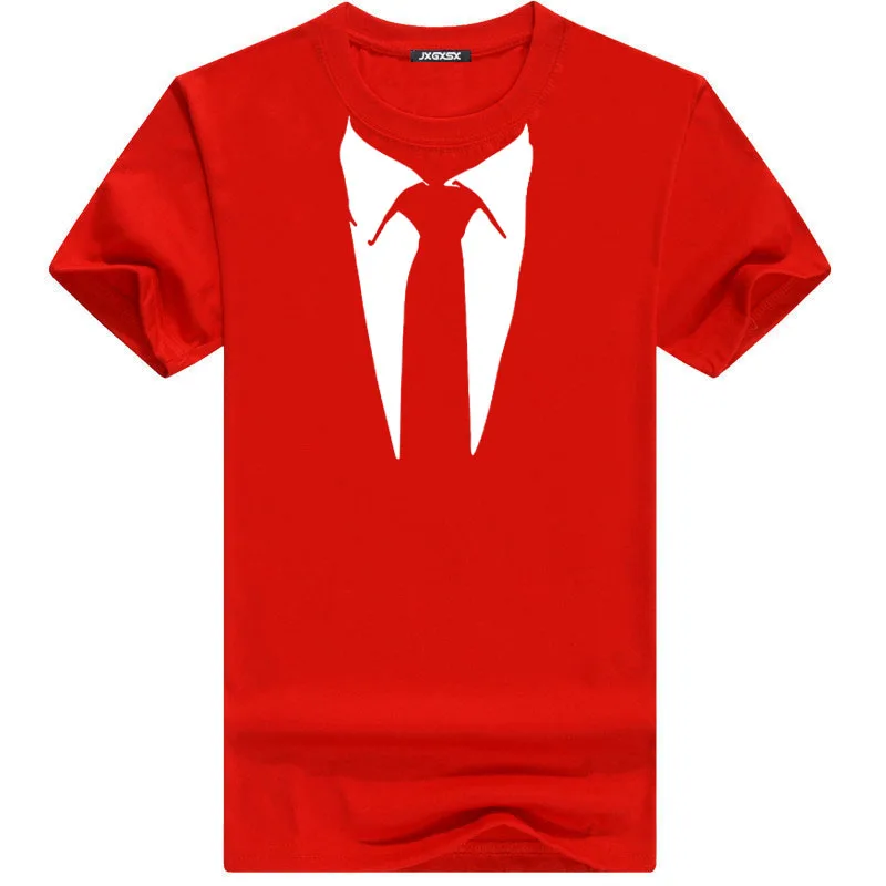 Red JXGXSX, летняя мужская футболка, Homme, уличная одежда, смокинг, тройники, Ретро стиль, галстук, забавный, Повседневный, короткий рукав, топы, хлопковая футболка, футболка, Camisetas - Цвет: Red