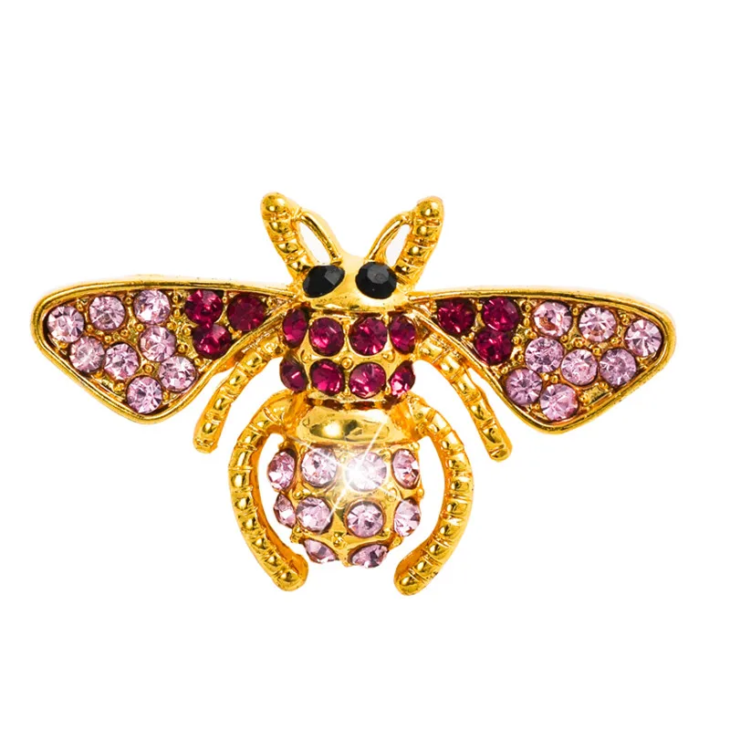2021 Новая фиолетовая брошь с изображением пчелы для женщин с камнями Ринестоун на золотистом насекомом недорогая брошь Костюм модного ювелирного изделия на питомца.