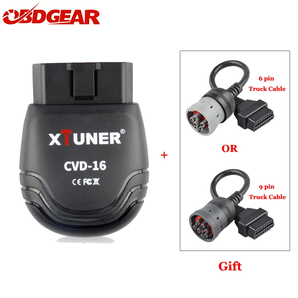 Xtuner OBD2 сканер 12 V/24 V Heavy Duty легковых автомобилей инструмент диагностики CVD 16 Bluetooth