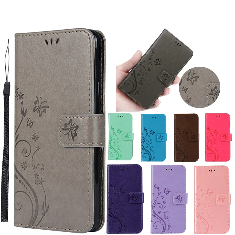 Роскошный чехол книжка из искусственной кожи с тиснением и бабочкой для Samsung A10 A20E