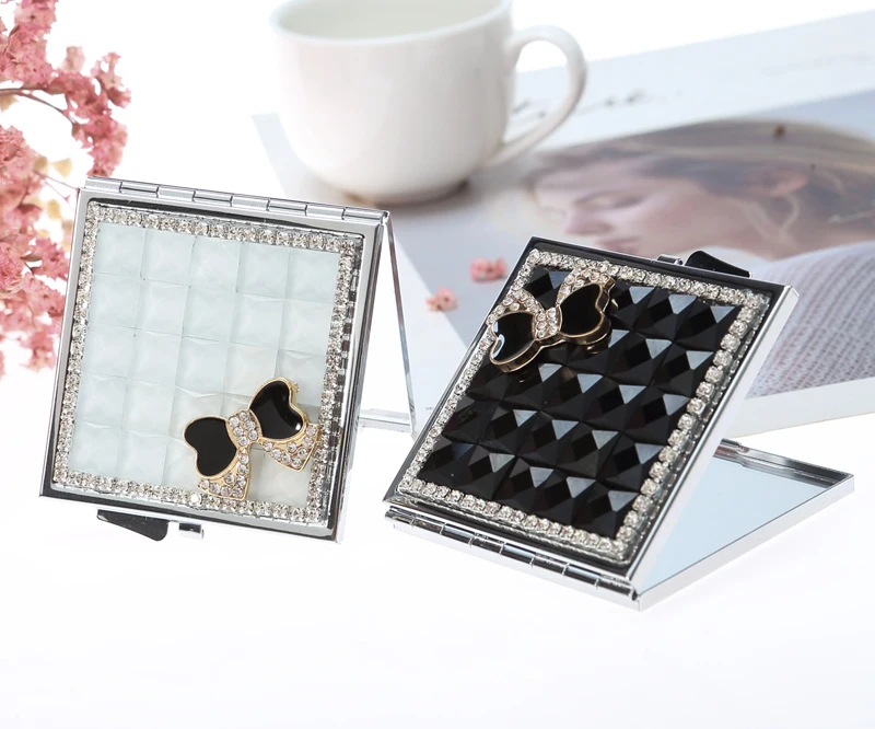 Cute Mini Folding Portable make-up Cosmetic beauty makeup compact pocket mirror women gifts bling crystal rhinestone bowknot | Дом и сад