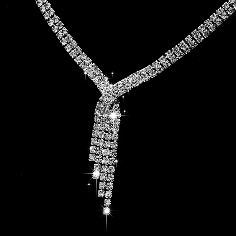 Женский Свадебный комплект украшений Стразы ожерелье серьги выпускной|prom jewelry