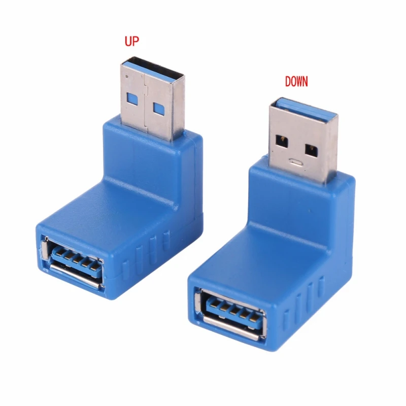 Синий USB 3,0 адаптер преобразователя L форма мужчин и женщин 90 градусов заглушка вверх вниз дизайн для портативных ПК - Цвет: Синий