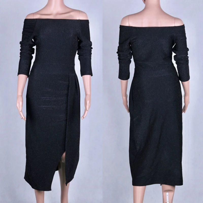 Осень знаменитости Вечеринка платье для женщин пикантные с открытыми плечами
