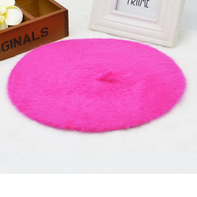 Korea Style Female Cute Fur wholesale sable beret qiu dong female knitting rabbit hair fashion hat |