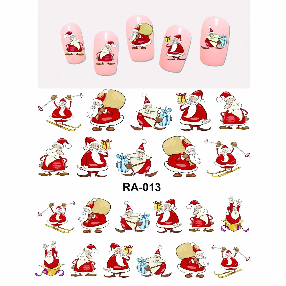 

Nail Sticker WATER DECAL SLIDER MERRY XMAS CHRISTMAS SANTA CLAUSE SPORT CHIMNEY GIFTS BOX KIDS RA013-018