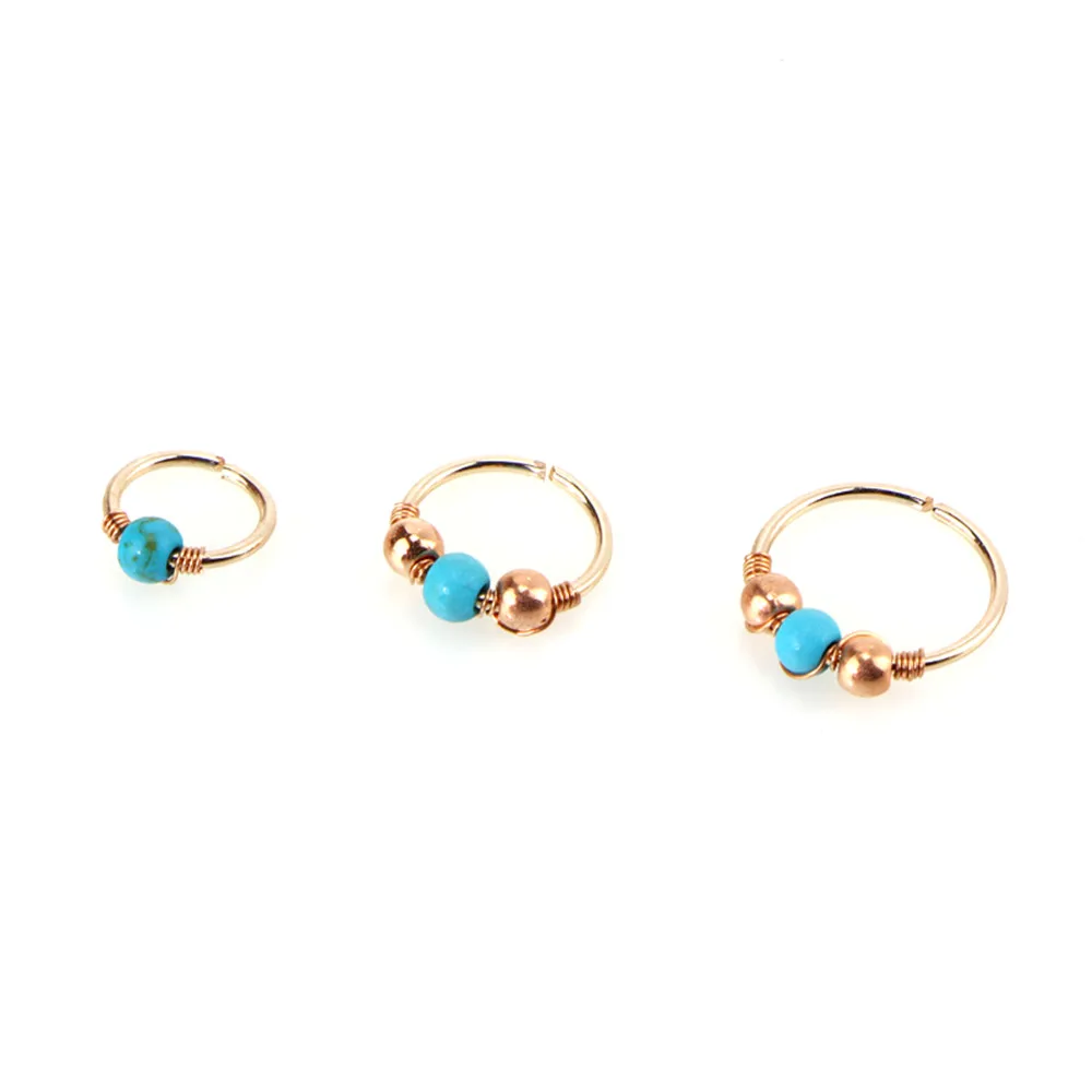 3Pcs/set Women Fashion Beads Nose Ring Stud Piercing Ear Stainless Steel New Gift Girl Nostril Hoop Lip Rings Body Jewelry | Украшения и