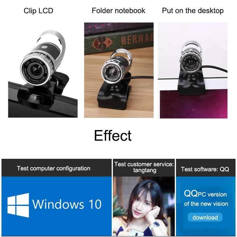 USB веб камера BASIX высокой четкости с микрофоном и клипсой для Skype Youtube компьютера