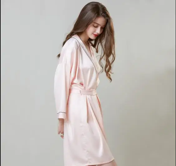 L XL XXL размера плюс дамские халаты Лето 2019 сексуальное ночное белье шелковые для