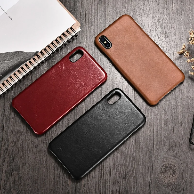 ICARER Vintage Slim Phone Case For iPhone XS MAX Genuine Leather Back Cover Max Accessories Shell Coque | Мобильные телефоны и