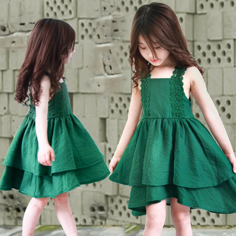 Children's Wear 2018 Summer Children Cotton Linen Sling Swallow Tail Dress Baby Girl Western Style Princess Dress. | Детская одежда