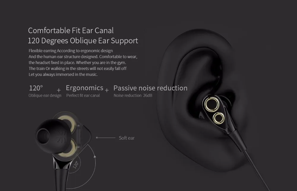 UiiSii BA T8 DT 200 Dual Dynamaic Drive наушники HiFi Super Bass In Ear с микрофоном Шумоподавление для смартфонов