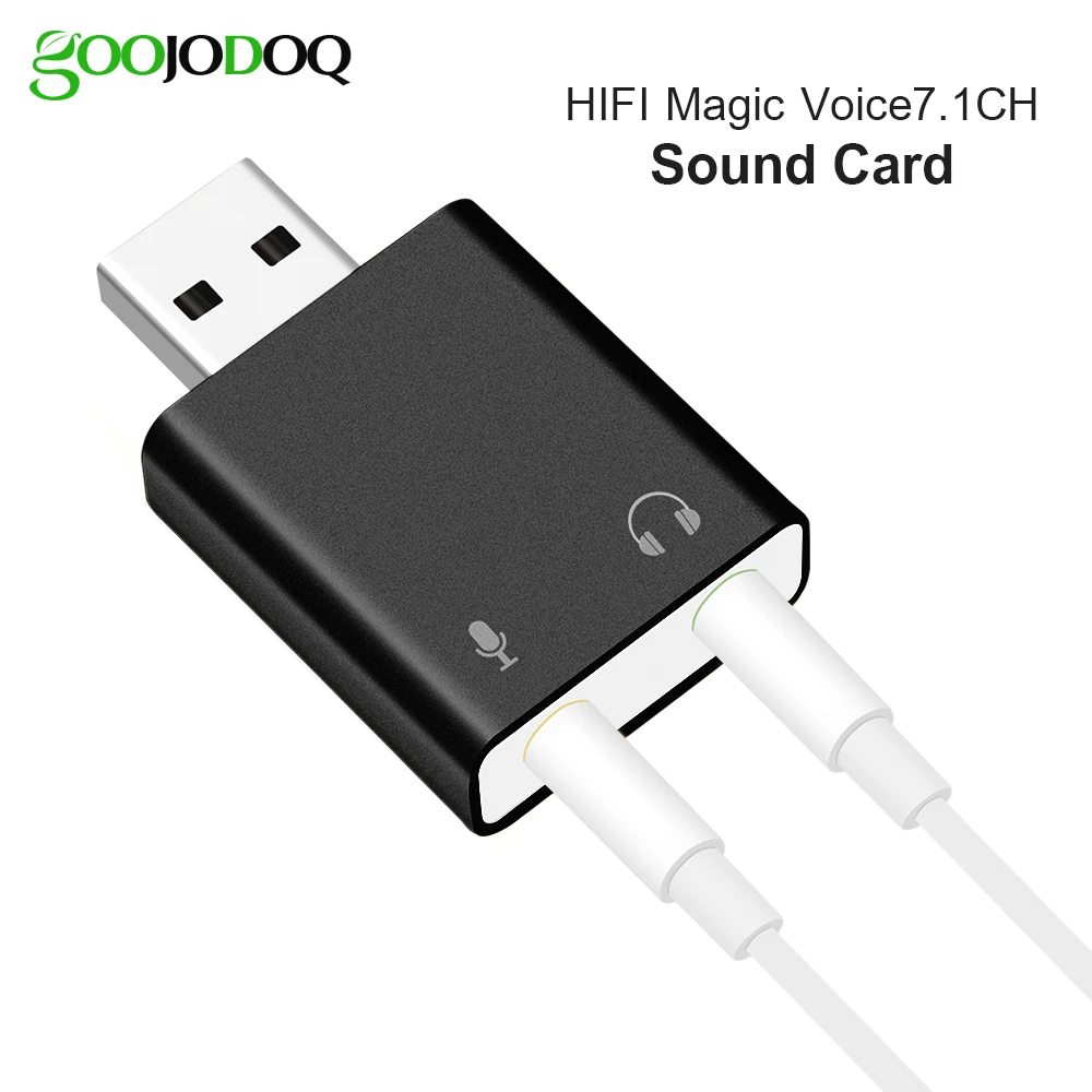 USB Sound Card, GOOJODOQ 7.1 External USB to Jack 3.5mm Headphone Adapter Stereo Audio Mic Sound Card  for PC Computer Laptop