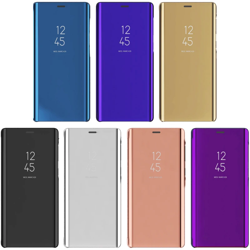 Зеркальный флип-чехол для телефона с покрытием для samsung Galaxy A7 A6 A6+ A8 Plus A9 A750, роскошный защитный чехол с подставкой, 50 шт./лот