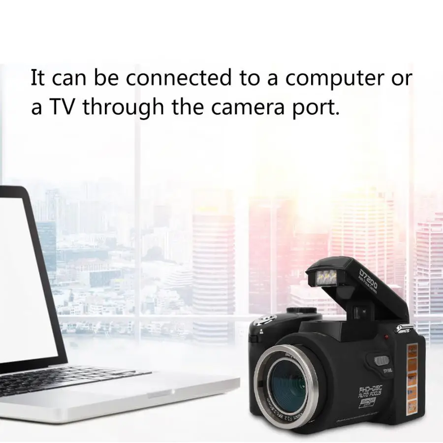 D7200 33MP Цифровая камера DSLR 0.5X широкоугольный объектив+ 24X телеобъектив+ светодиодный светильник 3," TFT lcd дисплей Full HD камера
