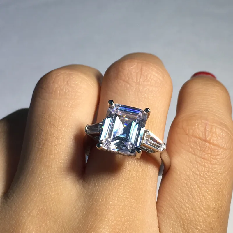 Обручальное кольцо из серебра 925 пробы с фианитом 4 карата|wedding band ring|band ringstone rings for