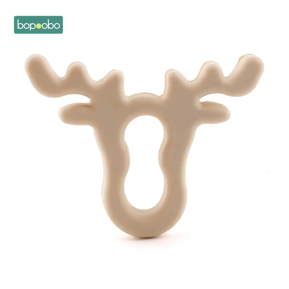 Beige Elk Bopobo 1 шт. силиконовый Прорезыватель с оленем Sika, силиконовая Подвеска для прорезывания зубов, подарок на Рождество, силиконовые грызуны, детский Прорезыватель - Цвет: Beige Elk