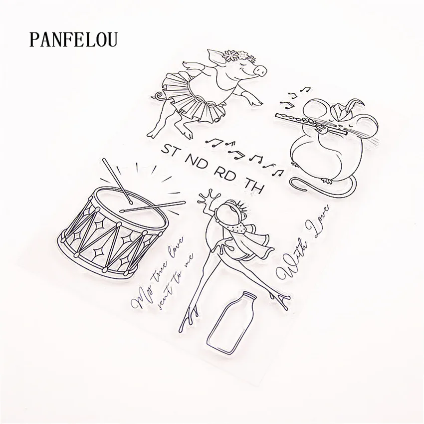 Прозрачные силиконовые резиновые штампы PANFELOU A вечерние с животными Мультяшные