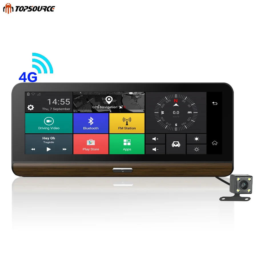 Автомобильный видеорегистратор TOPSOURCE с поддержкой 4G экраном 7 8 дюйма Android 5 1 GPS