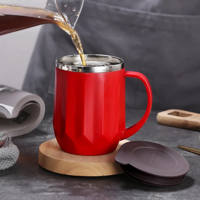Office Mug 400ml Milk Cup Thermal Tumble With Handle Stainless Steel Tea Coffee For Water Keep Warm Juice | Дом и сад