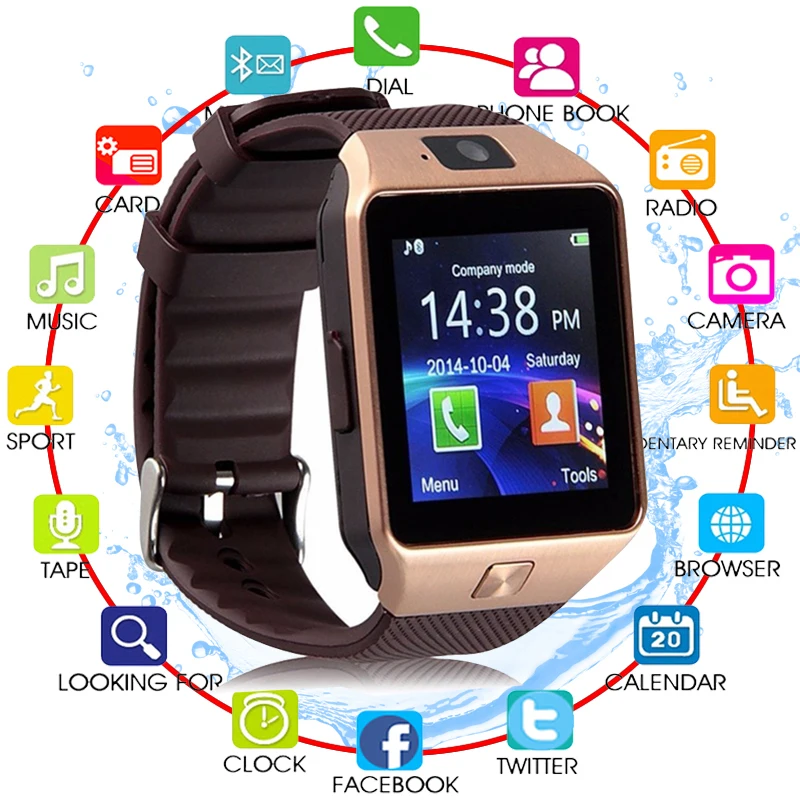 2018 DZ09 Bluetooth Smart часы Smartwatch для Android Apple телефон Поддержка Facebook Whatsapp SD SIM с Камера| |