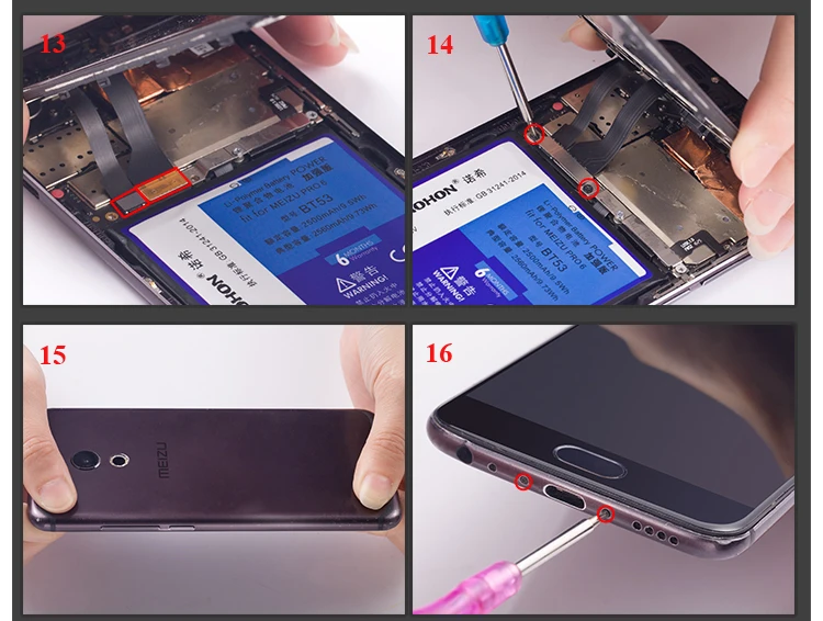 Nohon Аккумулятор для MEIZU Pro 6 Pro6 BT53 2560 мАч встроенный телефон большой емкости литий-полимерная батарея для MEIZU Pro 6 батареи+ Инструменты