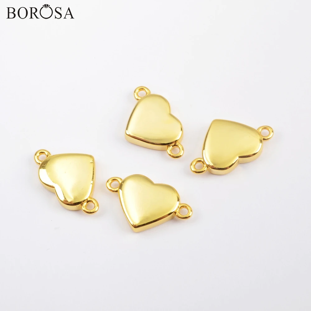BOROSA 10 шт. Позолоченные сердечки ракушки натуральные белые бриллианты ювелирные
