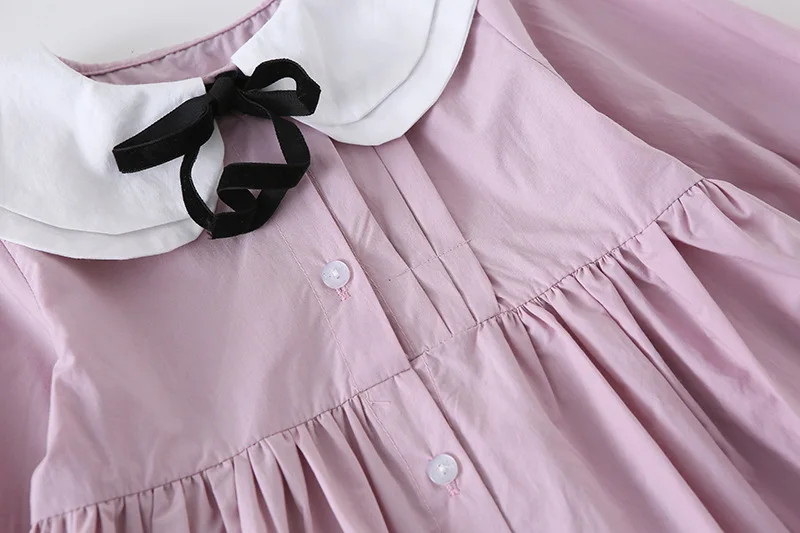 Spring 19 New Children's Dress Fashion Lovely Double-layer Dolls Collar All Cotton Long-sleeved Girls Baby Princess | Детская одежда