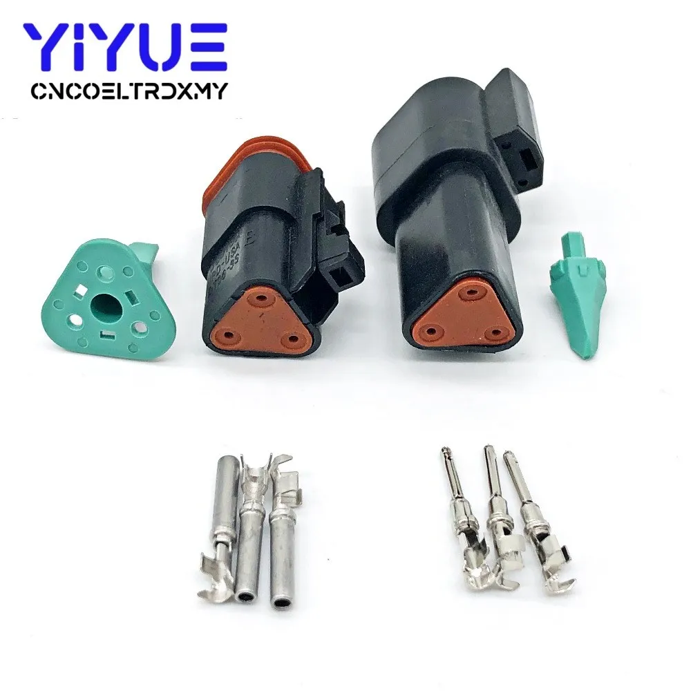 3P black 1 комплект Deutsch DT 2 3 4 6 8 12 Pin мужской женский Авто Водонепроницаемый Разъем Автомобильный герметичный штекер с контактами - Цвет: 3P black