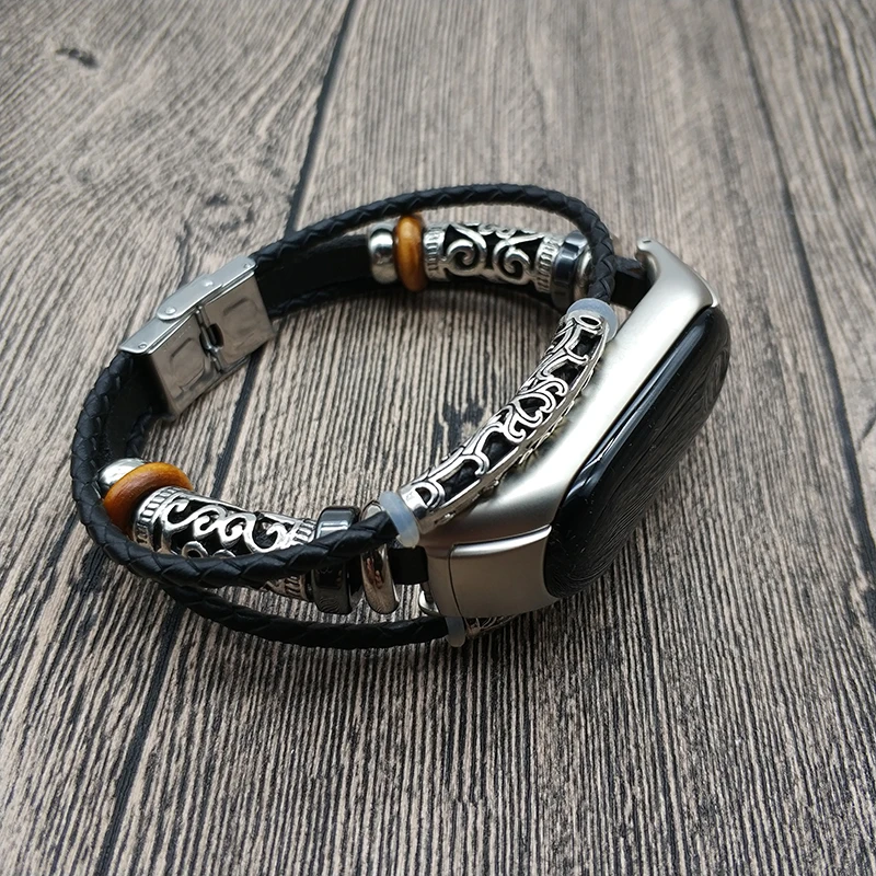 Ремешок для часов Xiaomi Band 3 браслет из натуральной кожи в стиле ретро с ювелирными