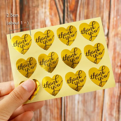 108pcs heart 108 шт. золотистая бумага стикер Скрапбукинг сердце спасибо запечатывание этикетка наклейка для выпечки ручной работы DIY Бумага подарок наклейка s ТОРТ ДЕКО - Цвет: 108pcs heart