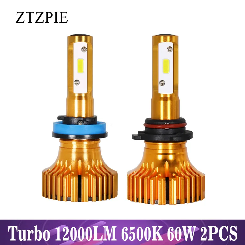 ZTZPIE 6500 K COB 12000LM 12 V мощный автомобильный турбо вентилятор светодиодные фары 9005 H1 H8 H9 H4 H3 H16 9006 H11 H7 авто лампы супер свет