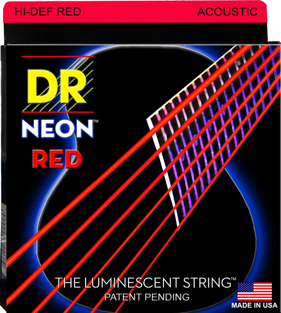 

DR K3 Hi-def Neon Red Luminescent Acoustic Guitar Strings, Light 12-54