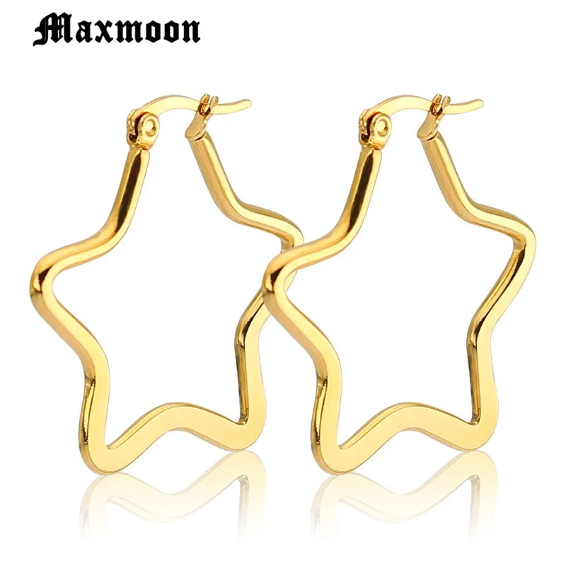 Maxmoon модные золотые и серебряные большие серьги кольца в форме звезды крупные