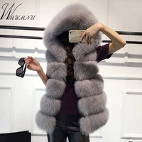 spring new hoodies fake fur vest women 2019 fashion warm slim sleeveless waistcoat fur gilet big size 4xl faux fox fur overcoat