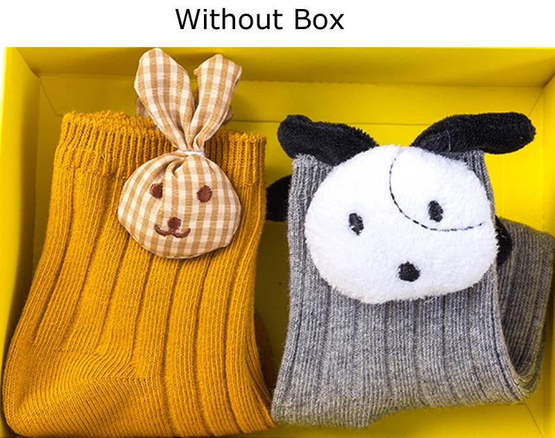 without box 2 BalleenShiny/2 пары носков с объемными рисунками животных модные милые хлопковые носки для маленьких мальчиков и девочек; детские носки в подарочной коробке; сезон осень-зима - Цвет: without box 2