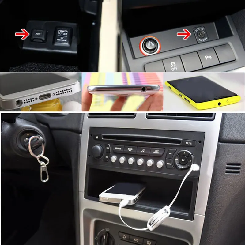 Автомобильный гибкий удлинитель со штекером Aux 3 5 мм на для iPhone 6 Plus Samsung S7|Кабели