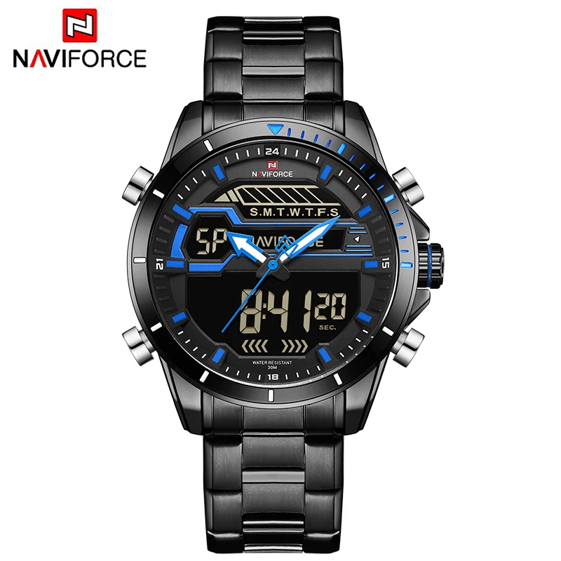 Часы для мужчин NAVIFORCE модные спортивные часы мужские водонепроницаемые