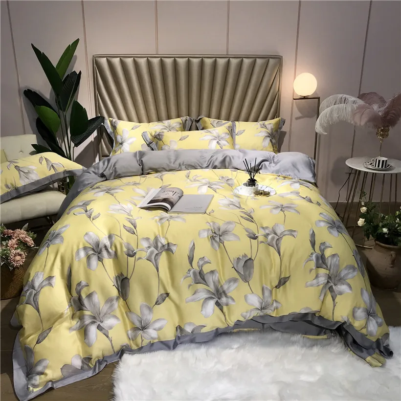 Ropa de cama Tencel Silk, 4 шт., набор постельного белья KING QUEEN, роскошный пододеяльник, простыня, постельное белье dekbedovertrek