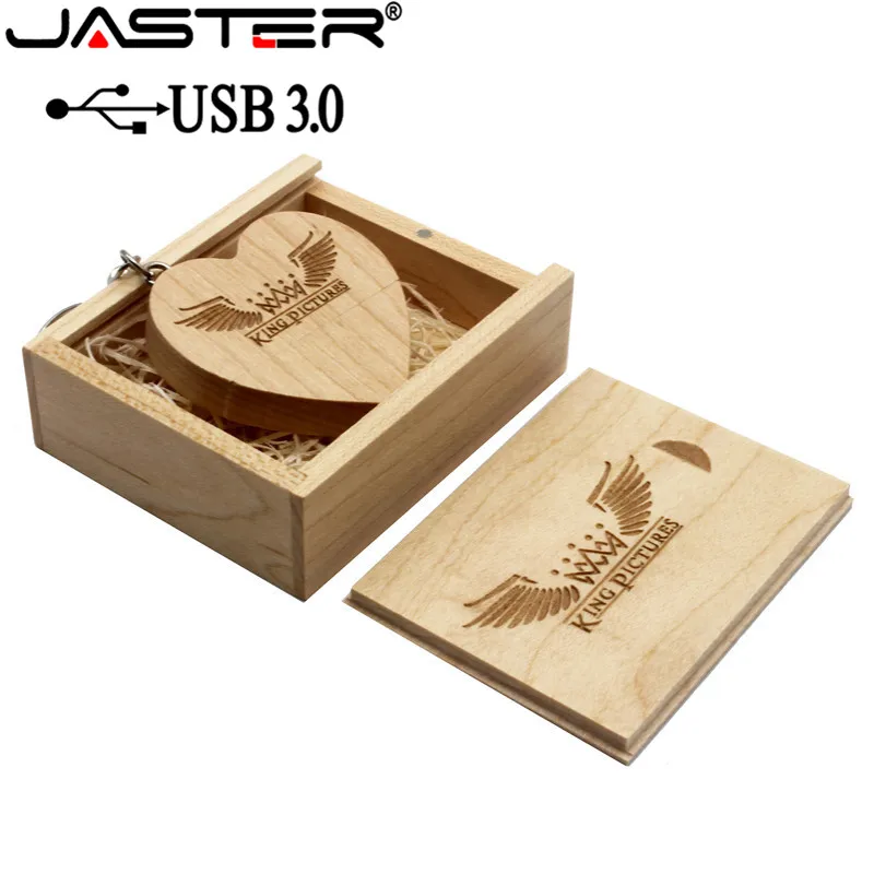 JASTER USB 3,0 деревянное сердце с коробкой деревянная модель любящего сердца usb флеш-накопитель карта памяти 64 ГБ 16 ГБ 32 ГБ свадебные подарки