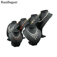 new 6 options black mannequin shape pu leather jewelry display bust stand for counter showcase necklace pendant show holder