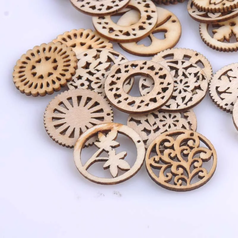 Деревянный Скрапбукинг с разноцветным рисунком ремесленный круглый случайный