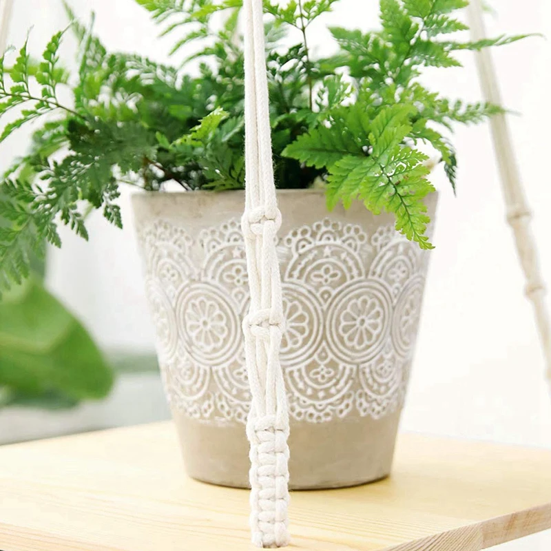 CHOICE FUN 4 Set Hot Macrame Plant Hangers Hanging Plant Shelf Indoor Wall Planter Decorative Flower Pot Holder Boho Home Decor